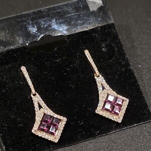 Elegant Gold and Purple Drop Earrings